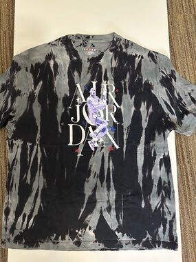Nike Black & Gray Tie-Dye Air Jordan Graphic Tee with Purple Logo